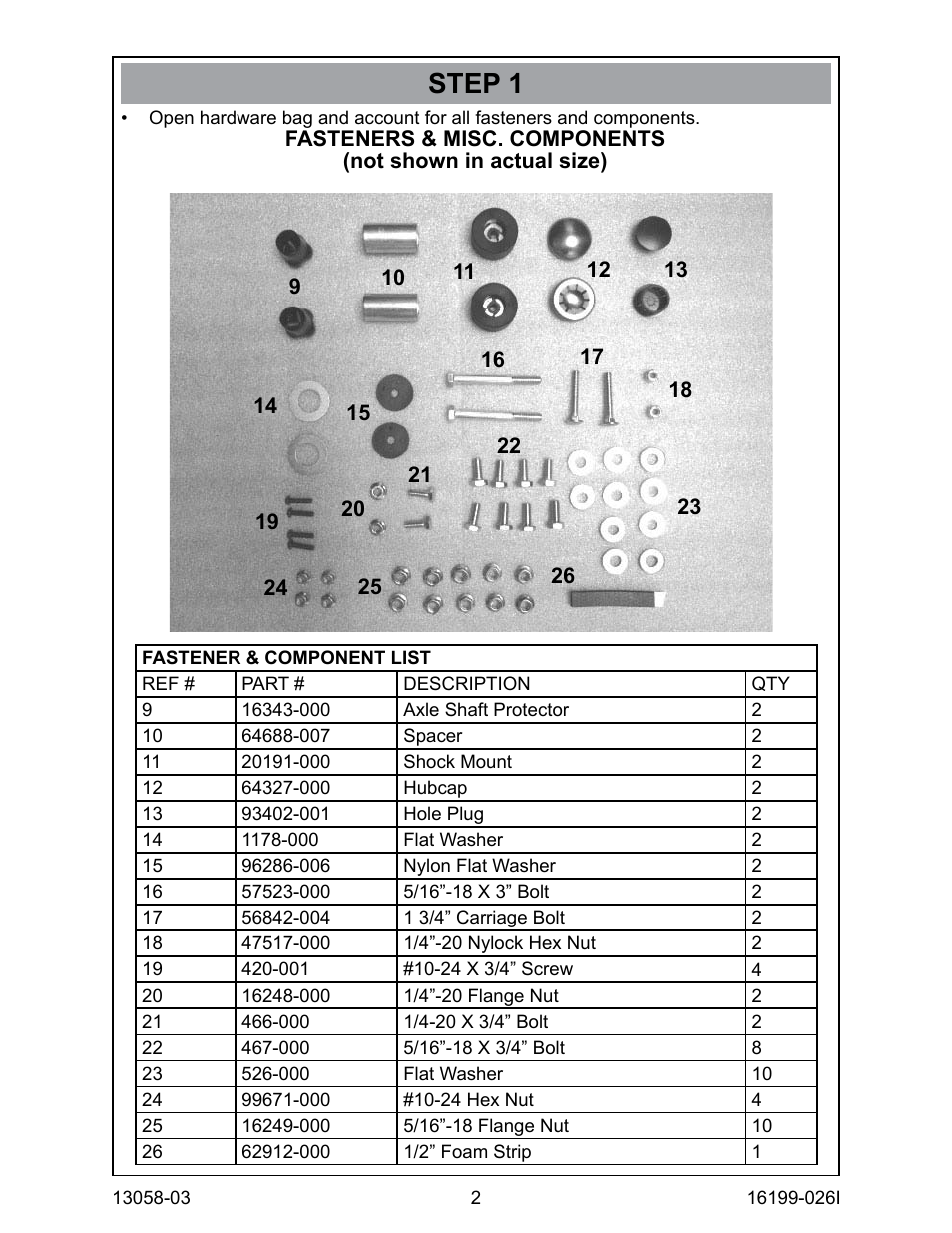 Step 1 | Winco 2-Wheel Dolly Kit Assembly Instructions for 5 KW thru 9 KW (except storm unit) (2013) User Manual | Page 2 / 4