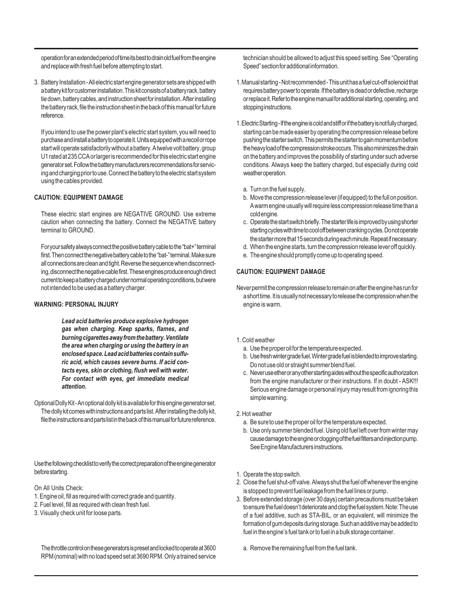 Initial start up, Starting and stopping, Starting hints | Stopping and storage | Winco HD6010DEX/P User Manual | Page 6 / 12