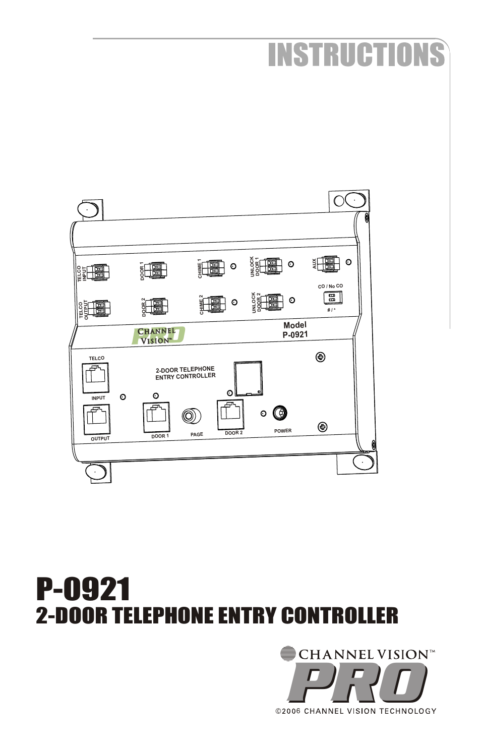 Channel Vision 2-Door Telephone Entry Controller P-0921 User Manual | 12 pages
