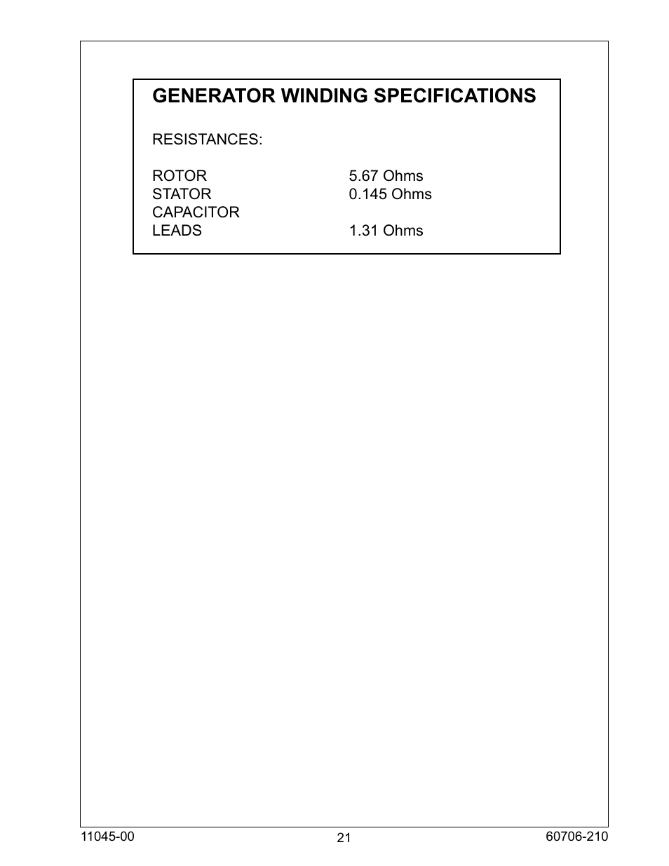 Generator winding specifications | Winco ULPSS8B4W/E User Manual | Page 21 / 24