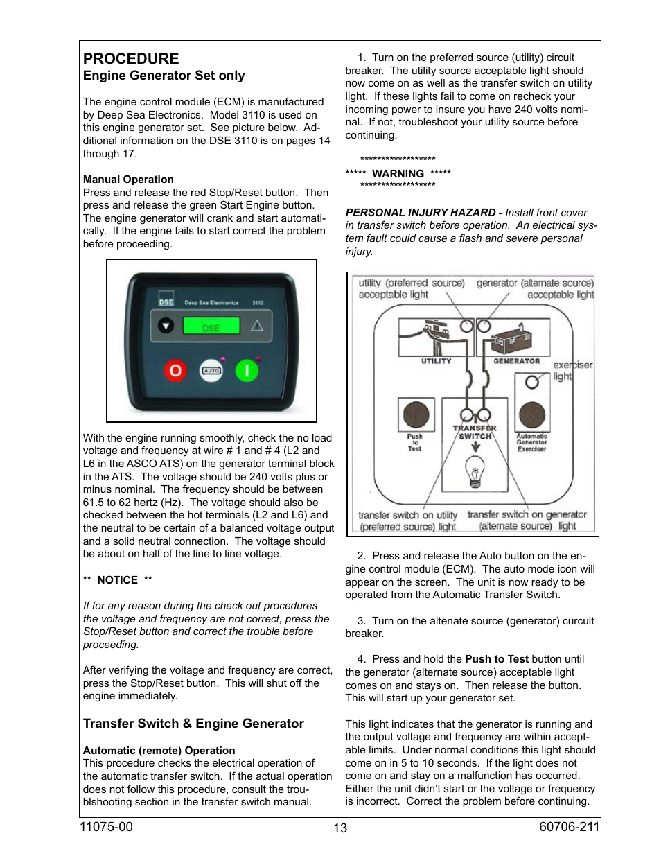 Procedure | Winco ULPSS8B2W/E User Manual | Page 13 / 24