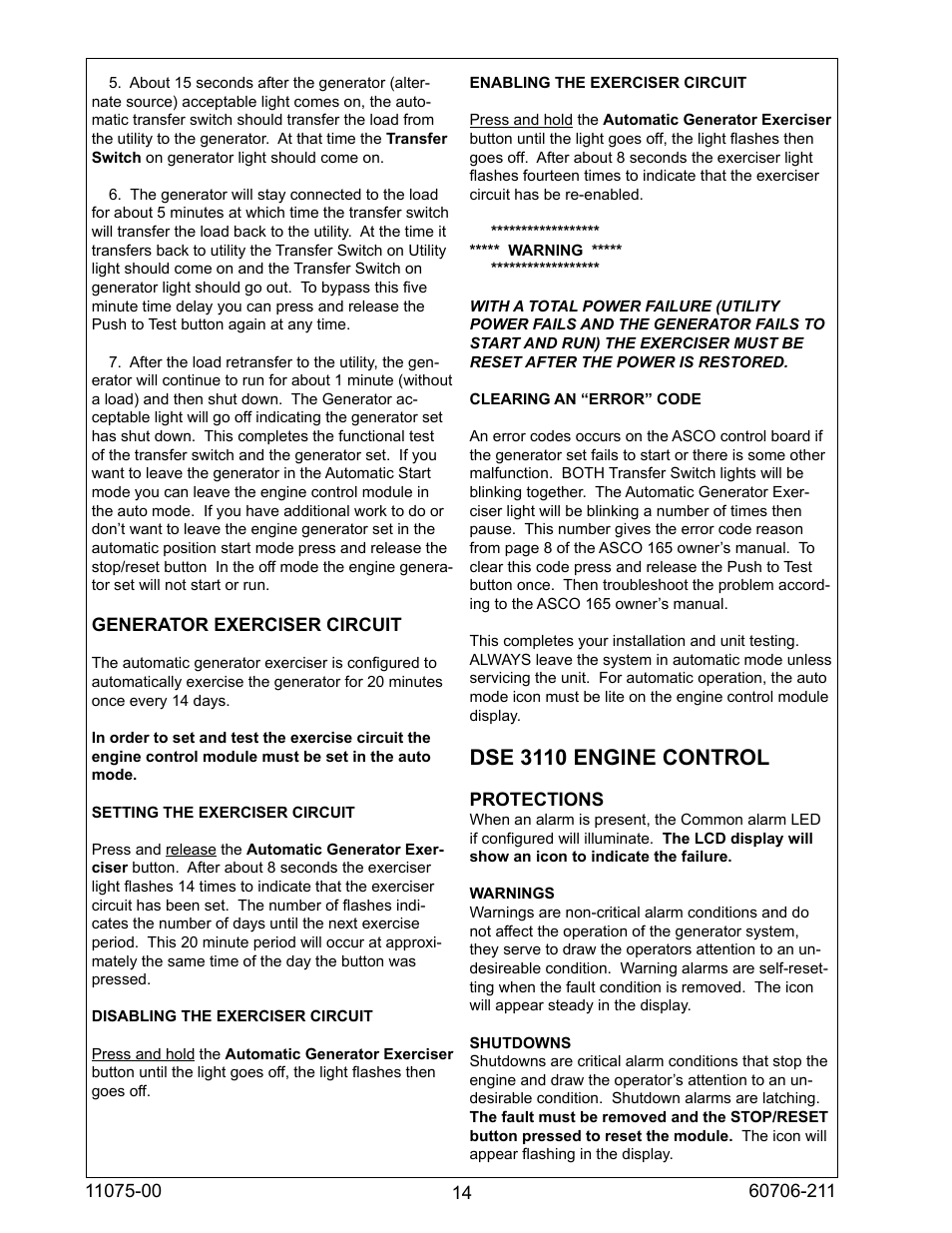 Dse 3110 engine control | Winco ULPSS8B2W/E User Manual | Page 14 / 24