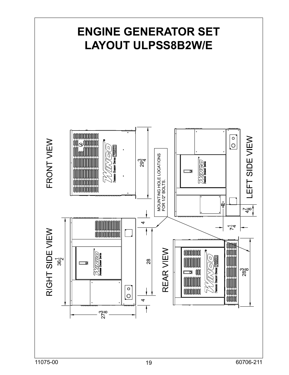 Engine generator set layout ulpss8b2w/e | Winco ULPSS8B2W/E User Manual | Page 19 / 24