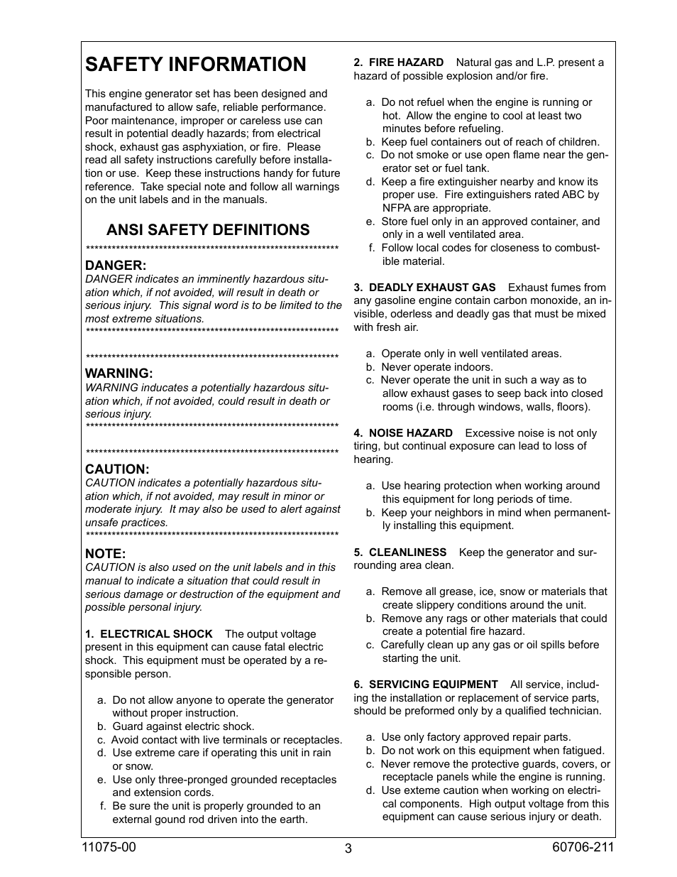 Safety information, Ansi safety definitions | Winco ULPSS8B2W/E User Manual | Page 3 / 24