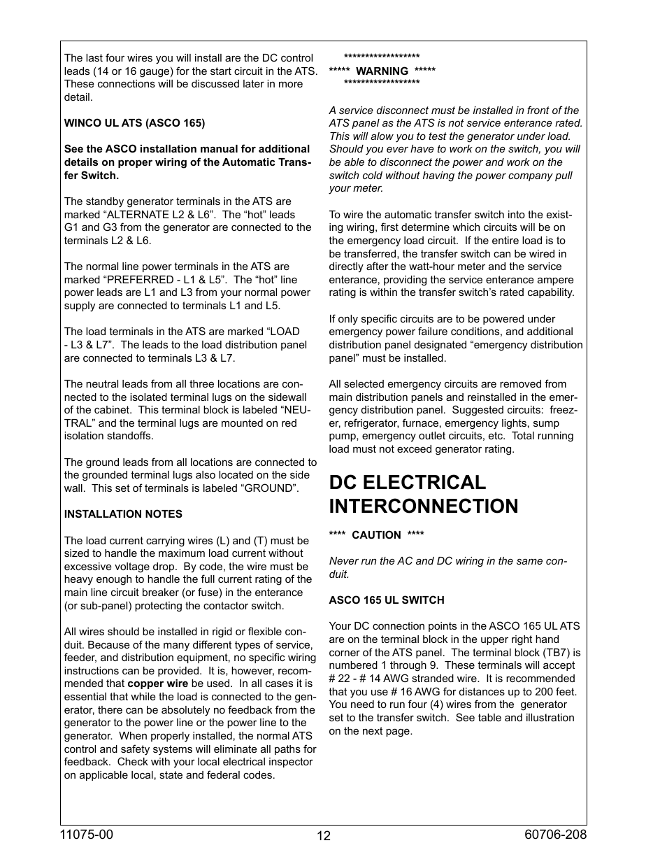 Dc electrical interconnection | Winco ULPSS12H4W/E User Manual | Page 12 / 24