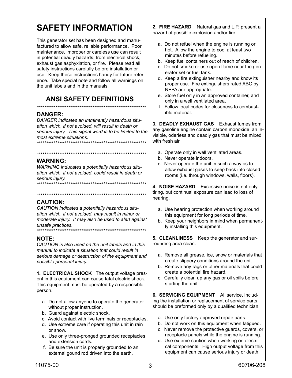Safety information, Ansi safety definitions | Winco ULPSS12H4W/E User Manual | Page 3 / 24