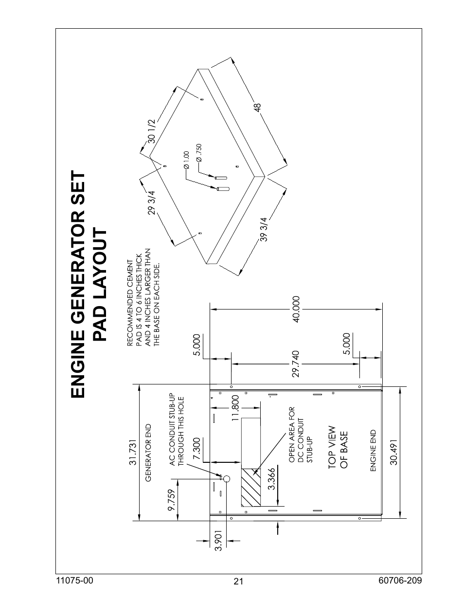 Engine genera tor set pad la yout | Winco ULPSS12H2W/E User Manual | Page 21 / 24