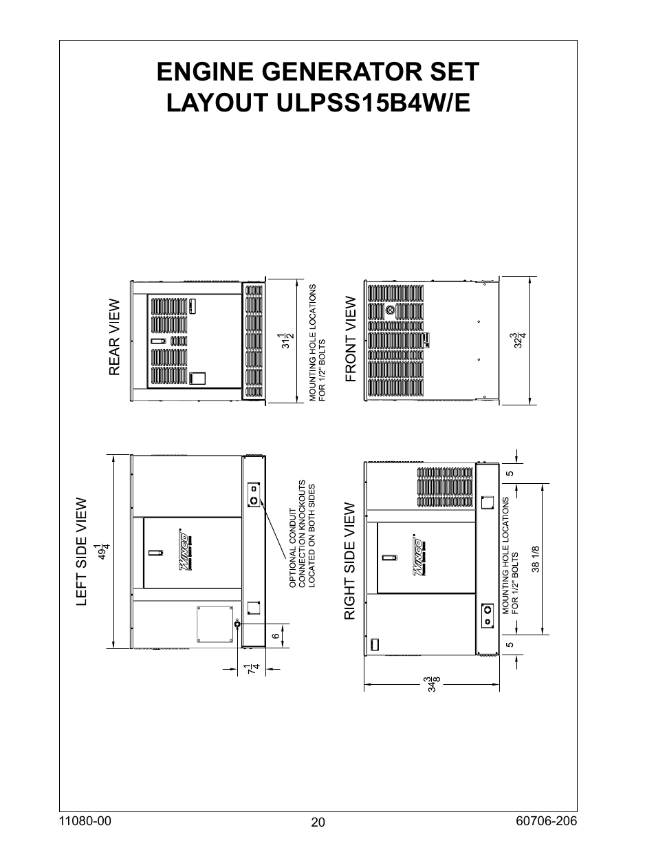 Engine generator set layout ulpss15b4w/e | Winco ULPSS15B4W/E User Manual | Page 20 / 24