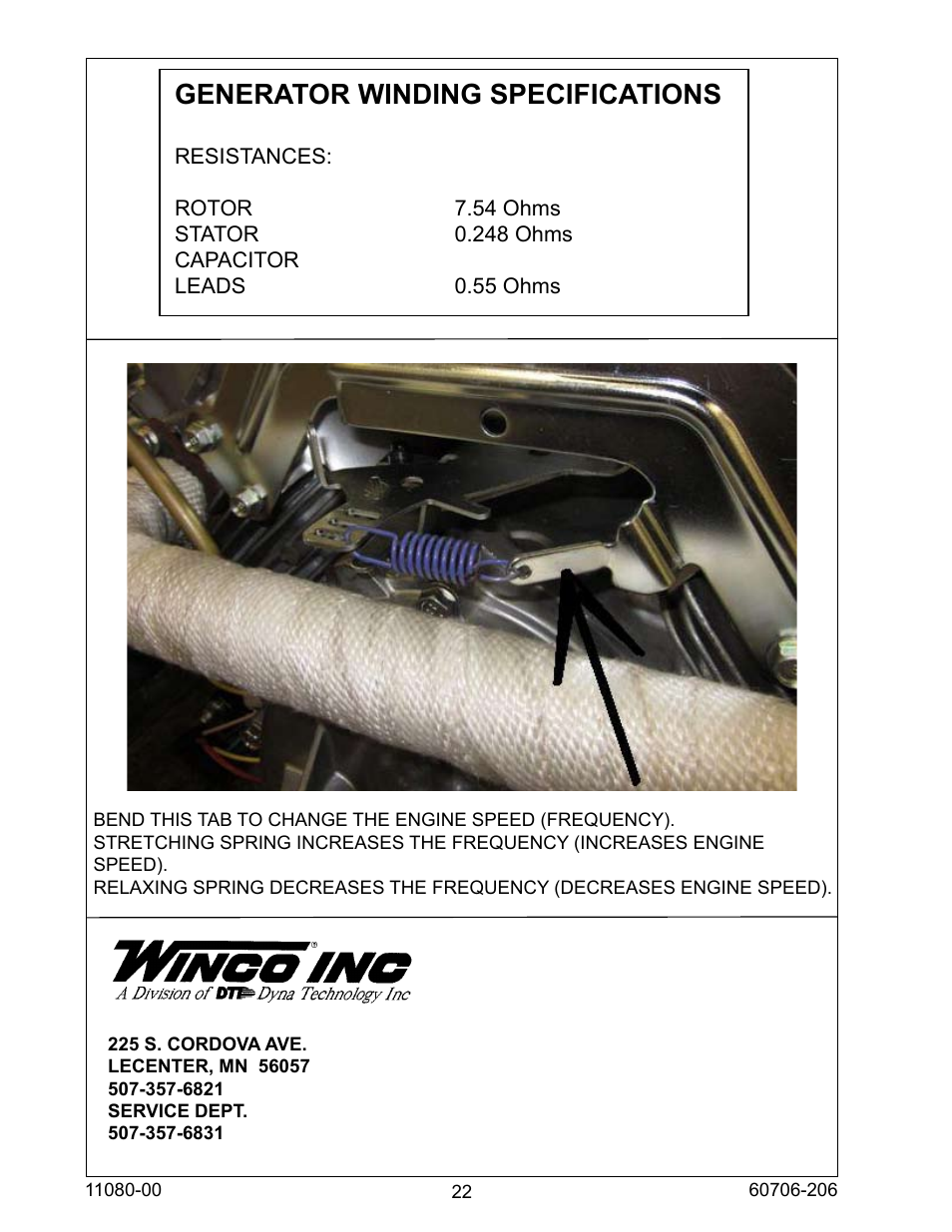 Generator winding specifications | Winco ULPSS15B4W/E User Manual | Page 22 / 24