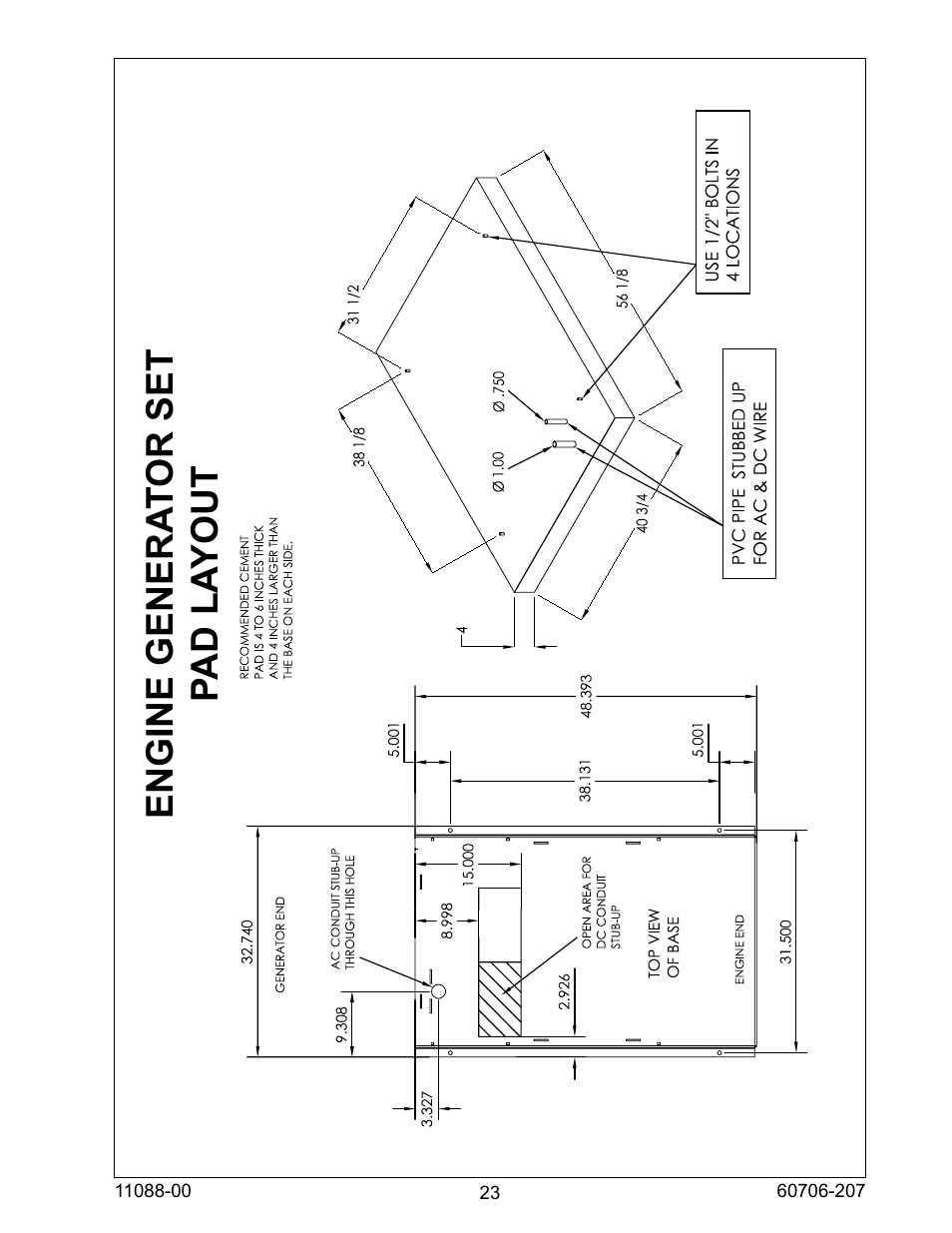 Engine genera tor set pad la yout | Winco ULPSS15B2W/E User Manual | Page 23 / 28