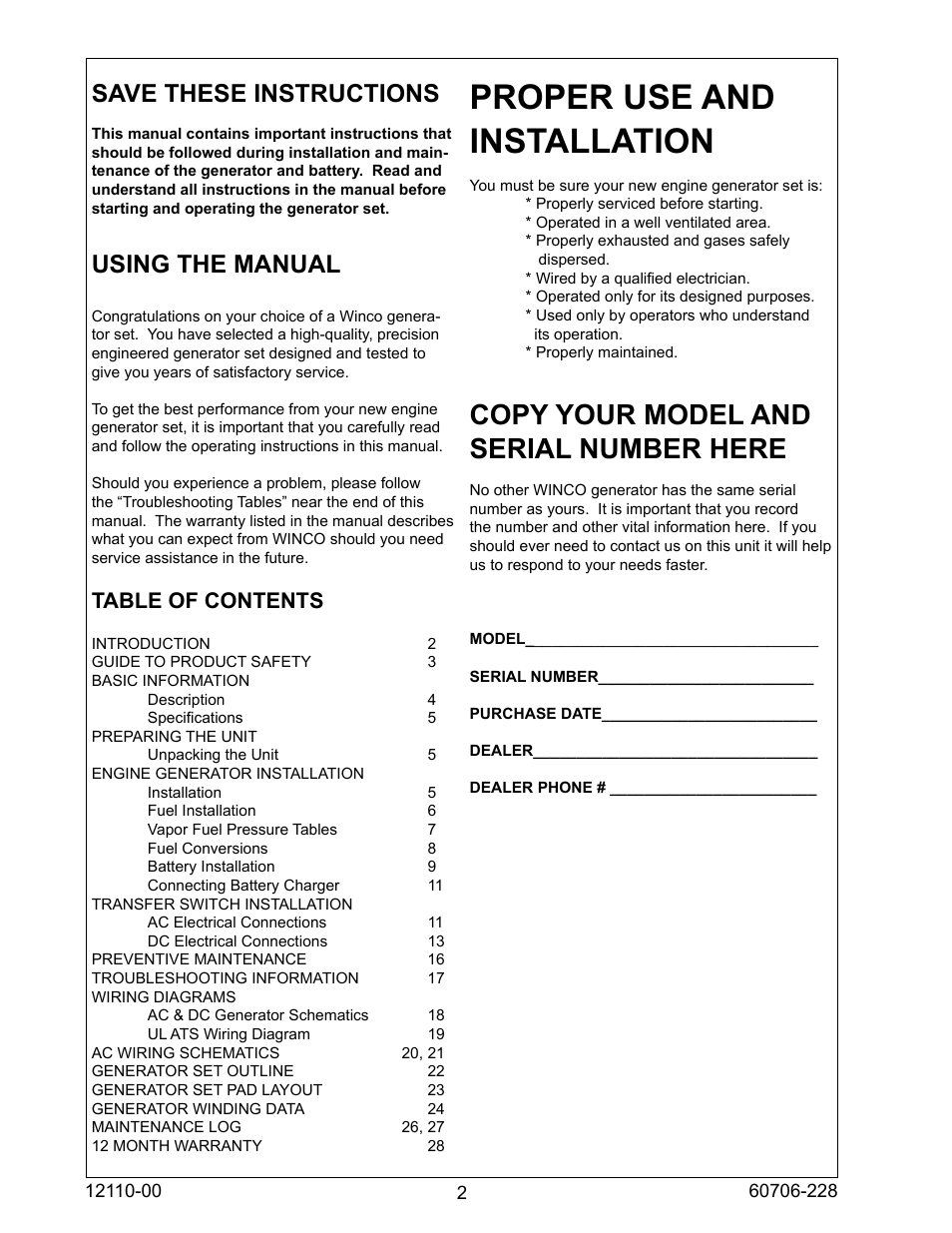 Winco ULPSS20B4W/A User Manual | Page 2 / 28