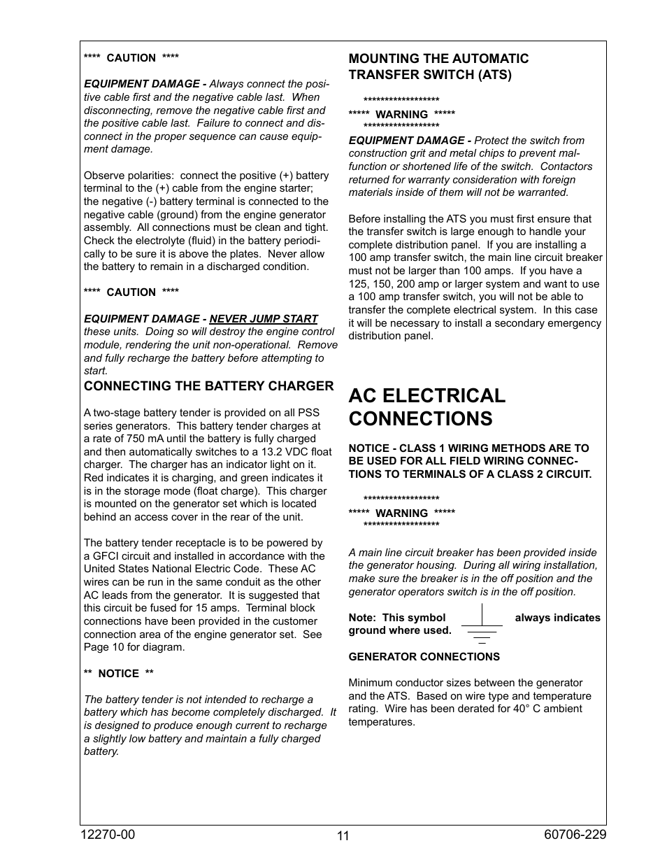 Ac electrical connections | Winco ULPSS20B2W/A User Manual | Page 11 / 28