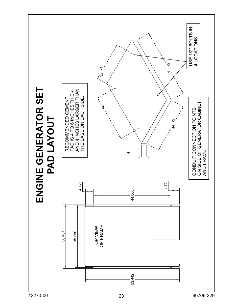 Engine genera tor set pad la yout | Winco ULPSS20B2W/A User Manual | Page 23 / 28