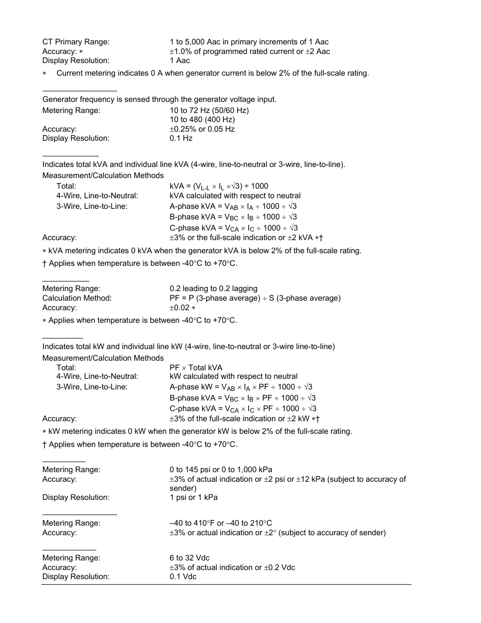 Generator frequency, Apparent power, Power factor | Real power, Oil pressure, Coolant temperature, Battery voltage | Winco DGC-2020 User Manual | Page 16 / 193