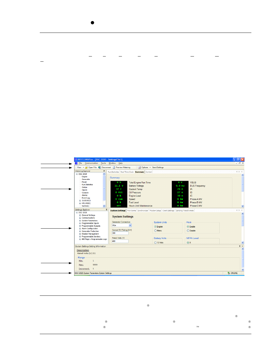 Introduction, Installation, Section 4 | Bestcomsplus software -1, Figure 4-1. typical user interface components | Winco DGC-2020 User Manual | Page 51 / 193
