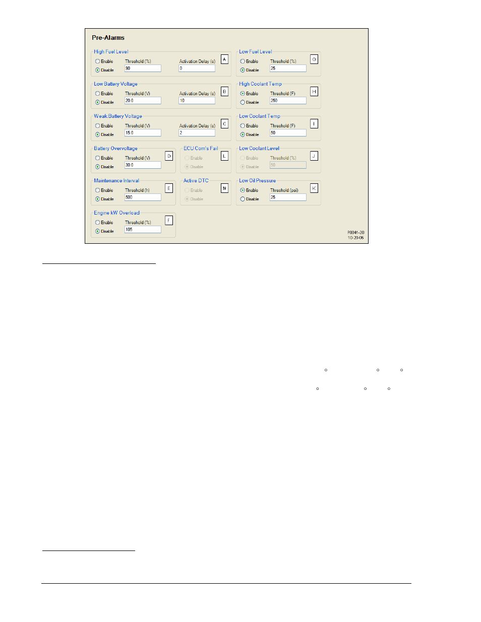 Alarms, High coolant temperature, Figure 4-21. bestcomsplus pre-alarms settings -22 | Figure 4-21 | Winco DGC-2020 User Manual | Page 72 / 193