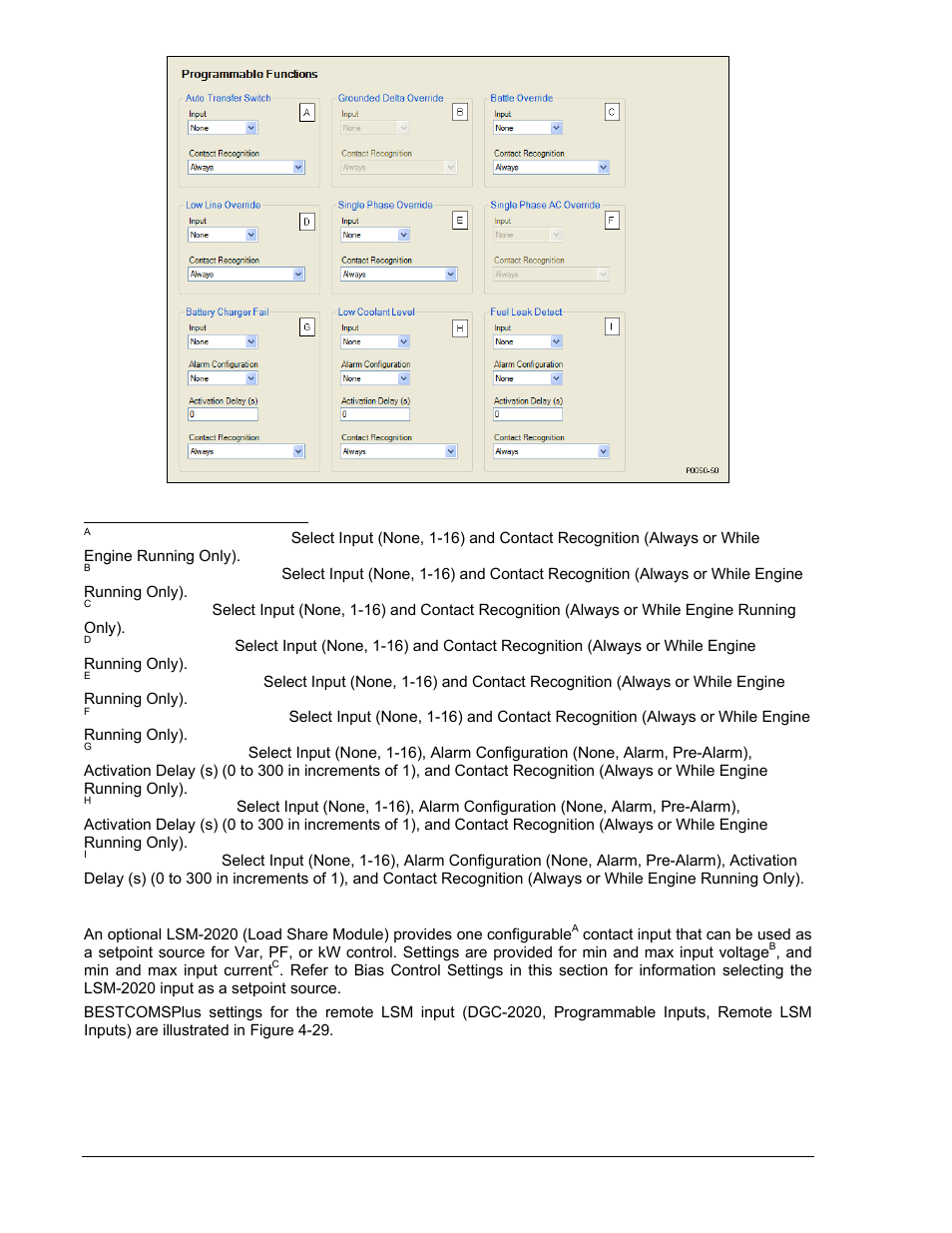 Remote lsm inputs, Remote lsm inputs -30, Figure 4-27. programmable functions settings -30 | Winco DGC-2020 User Manual | Page 100 / 338