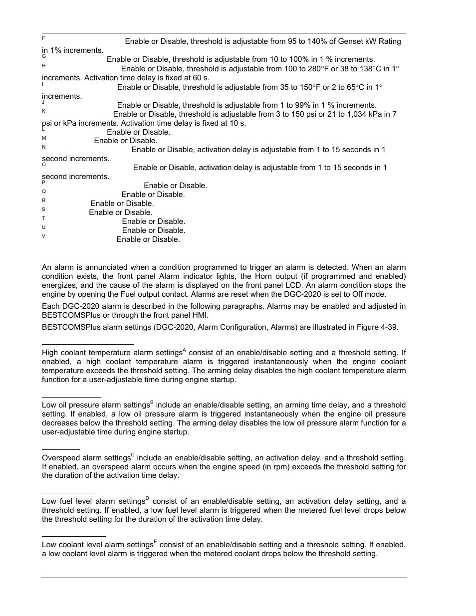 Alarms, High coolant temperature, Low oil pressure | Overspeed, Low fuel level, Low coolant level, Alarms -42 | Winco DGC-2020 User Manual | Page 112 / 338