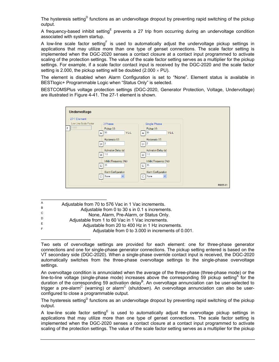 Overvoltage (59-1, 59-2), Figure 4-41. undervoltage protection settings -45 | Winco DGC-2020 User Manual | Page 115 / 338