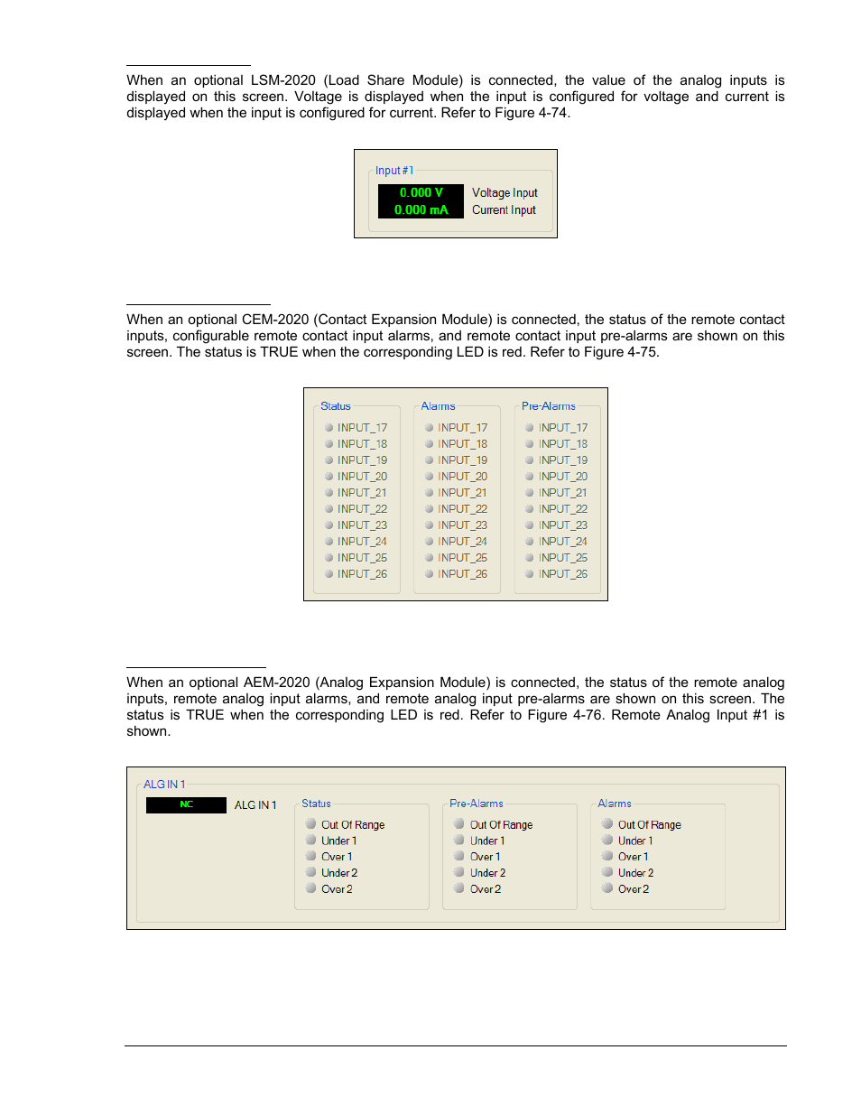 Remote lsm inputs, Remote contact inputs, Remote analog inputs | Winco DGC-2020 User Manual | Page 147 / 338