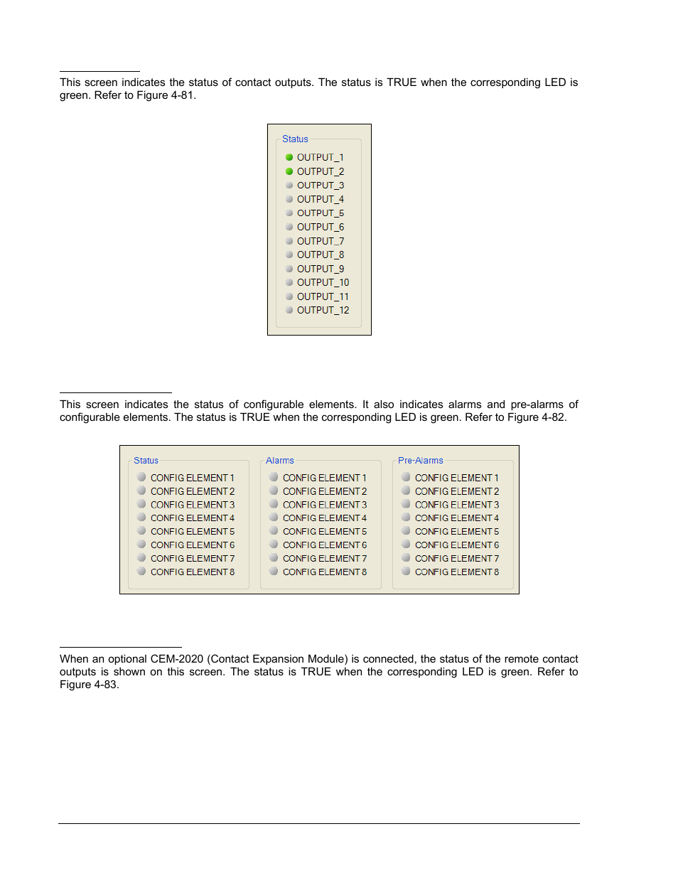 Outputs, Contact outputs, Configurable elements | Remote contact outputs, Outputs -80 | Winco DGC-2020 User Manual | Page 150 / 338
