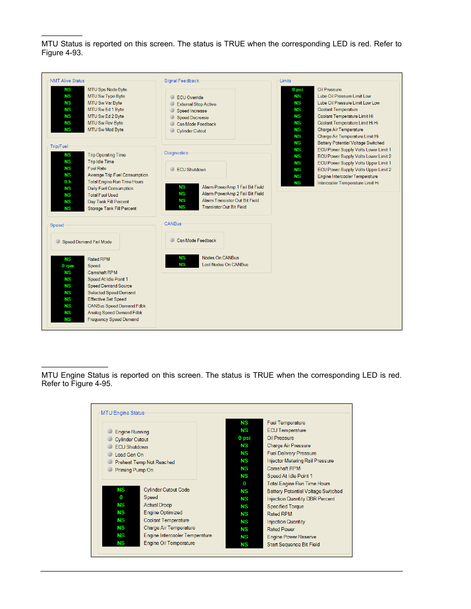 Mtu status, Mtu engine status, Figure 4-93. metering, mtu status -86 | Figure 4-94. metering, mtu engine status -86 | Winco DGC-2020 User Manual | Page 156 / 338