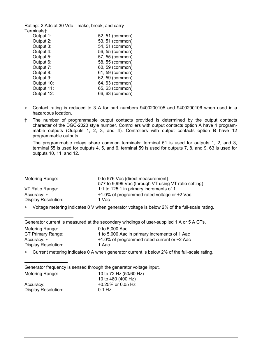 Programmable relays (12), Metering, Generator voltage (rms) | Generator current (rms), Generator frequency, Programmable relays (12) -6, Metering -6, Generator voltage (rms) -6, Generator current (rms) -6, Generator frequency -6 | Winco DGC-2020 User Manual | Page 18 / 338