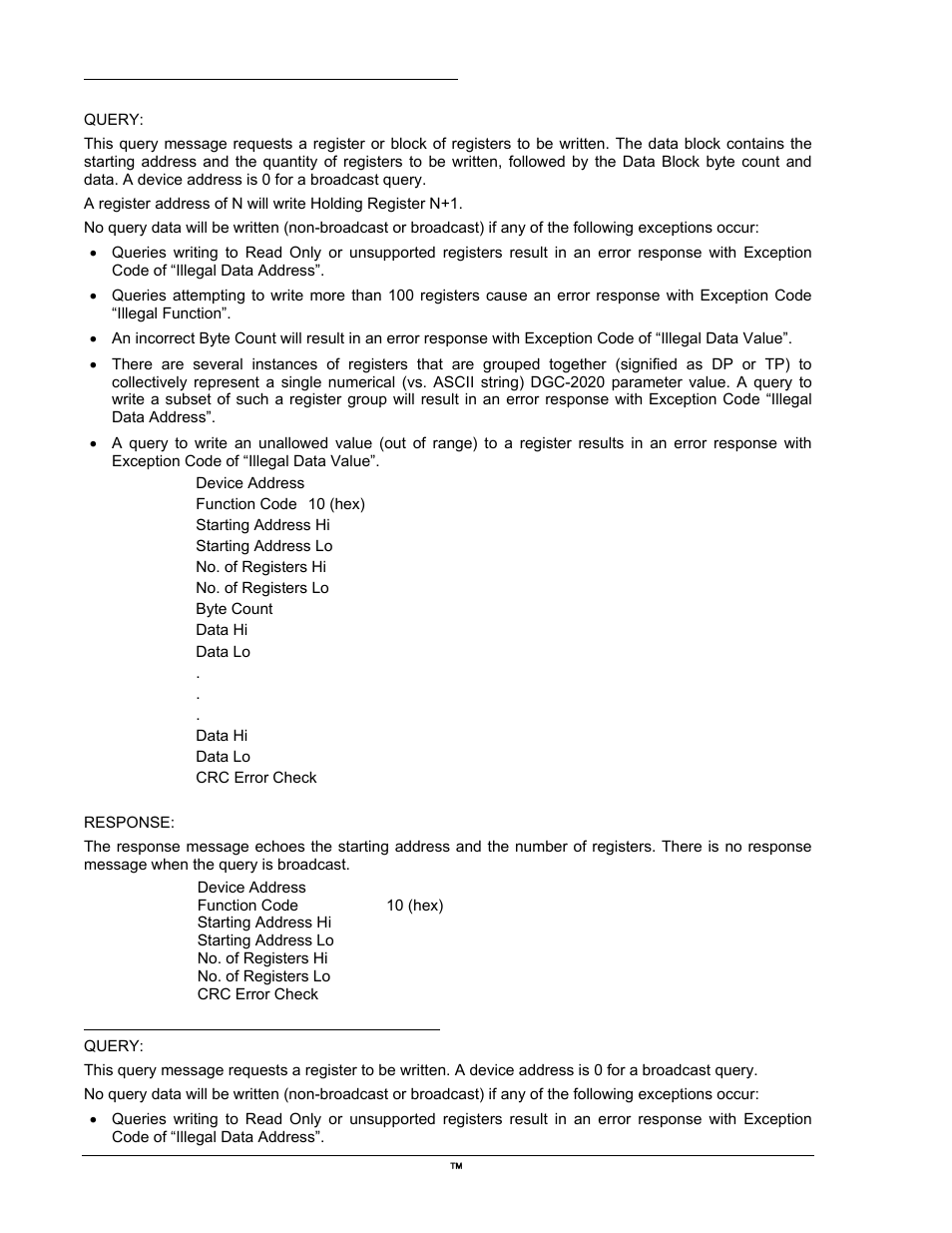 Preset single register, nonbroadcast & broadcast | Winco DGC-2020 User Manual | Page 280 / 338