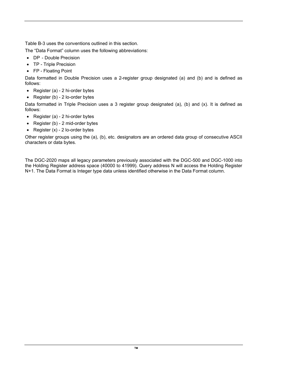 Table conventions, Legacy parameter table | Winco DGC-2020 User Manual | Page 284 / 338