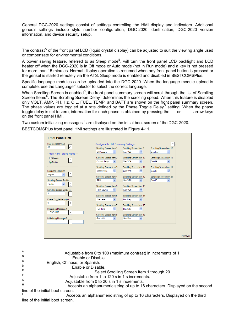 General settings, Front panel hmi, General settings -10 | Front panel hmi -10, Figure 4-11. front panel hmi settings -10 | Winco DGC-2020 User Manual | Page 80 / 338