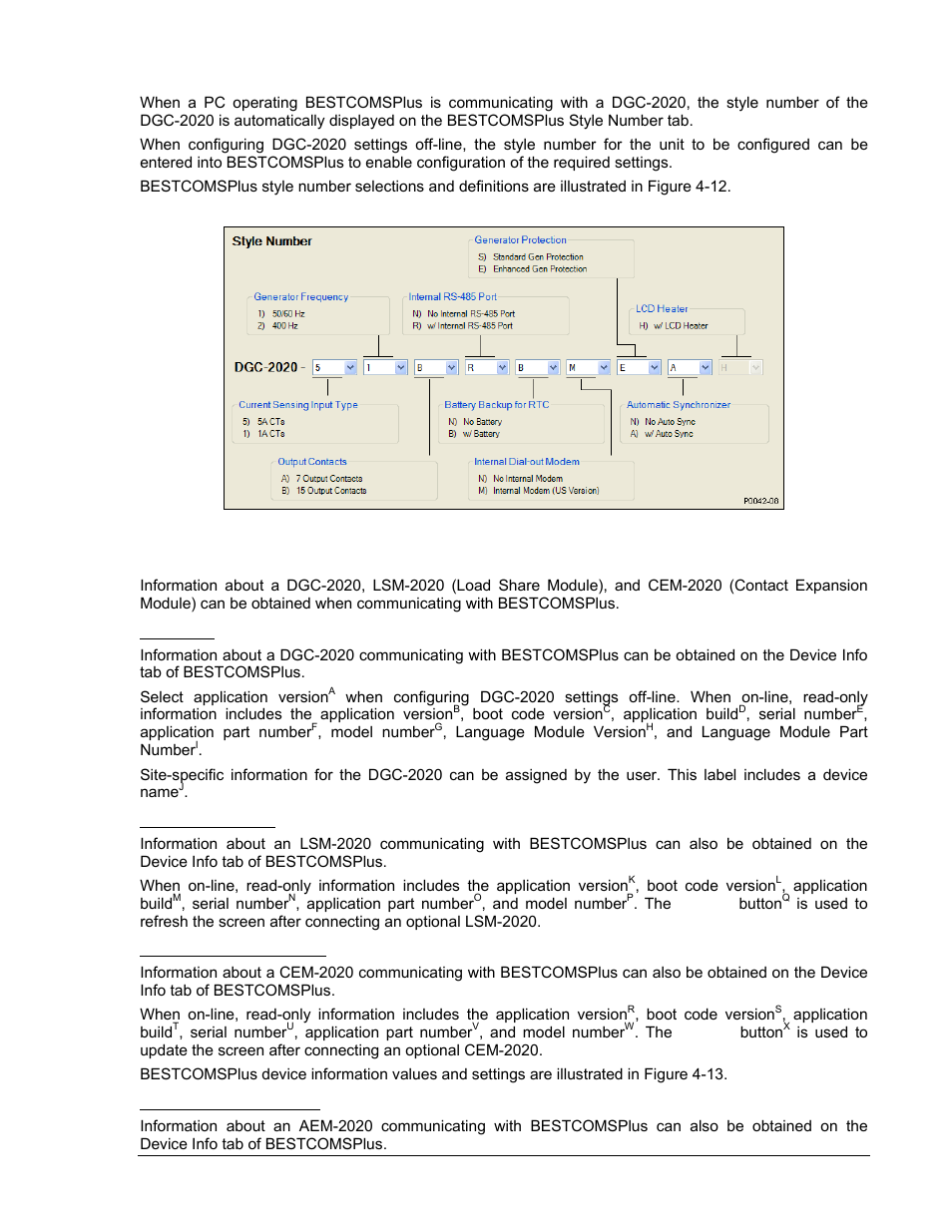 Style number, Device info, Dgc-2020 | Load share module, Contact expansion module, Analog expansion module, Style number -11, Device info -11 | Winco DGC-2020 User Manual | Page 81 / 338