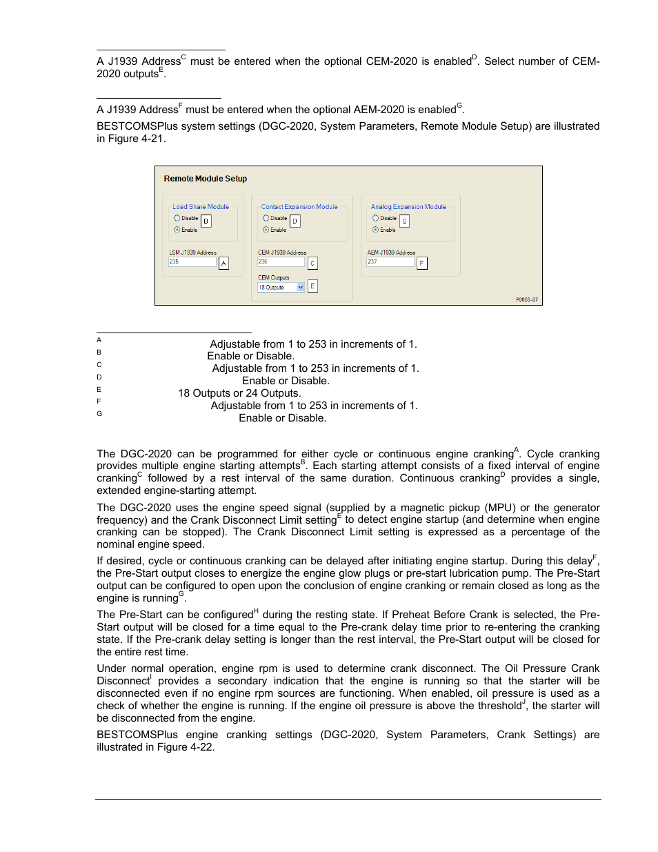 Contact expansion module, Analog expansion module, Crank settings | Crank settings -25, Figure 4-21. remote module setup -25 | Winco DGC-2020 User Manual | Page 95 / 338