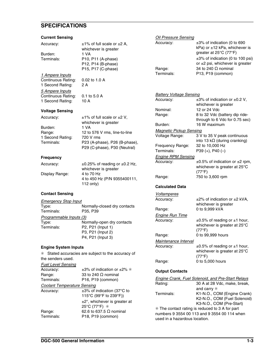 Specifications -3, Specifications | Winco DGC-500 User Manual | Page 10 / 98