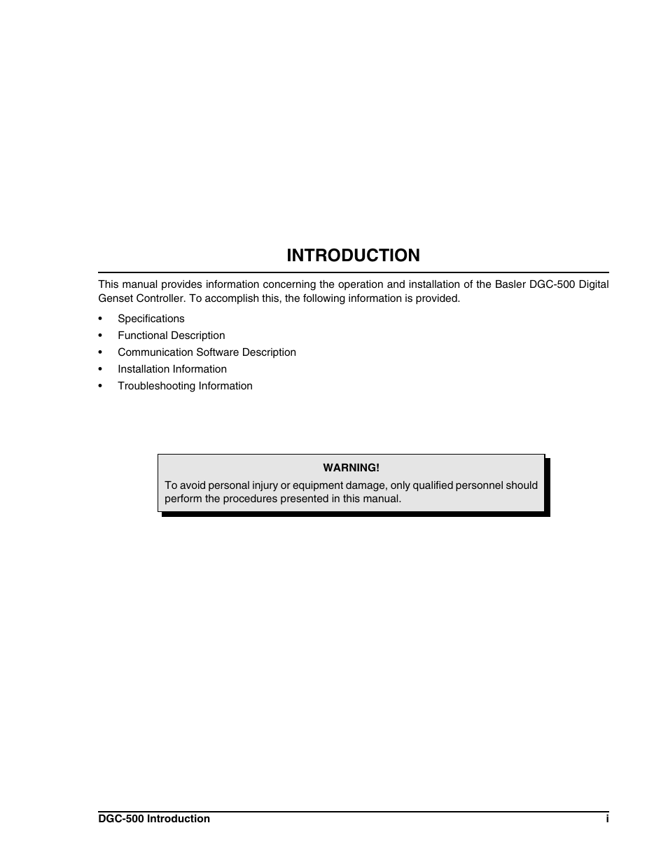 Introduction | Winco DGC-500 User Manual | Page 2 / 98