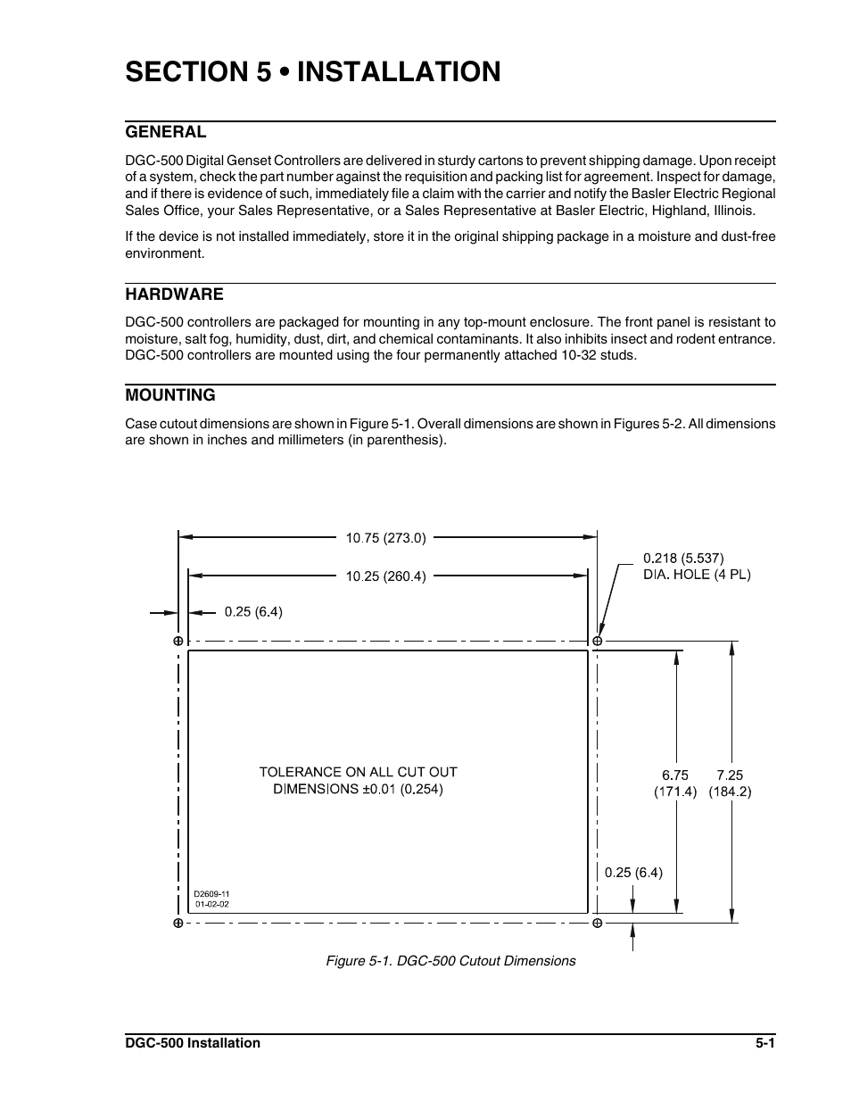 Section 5 • installation -1, General -1 hardware -1 mounting -1 | Winco DGC-500 User Manual | Page 75 / 98