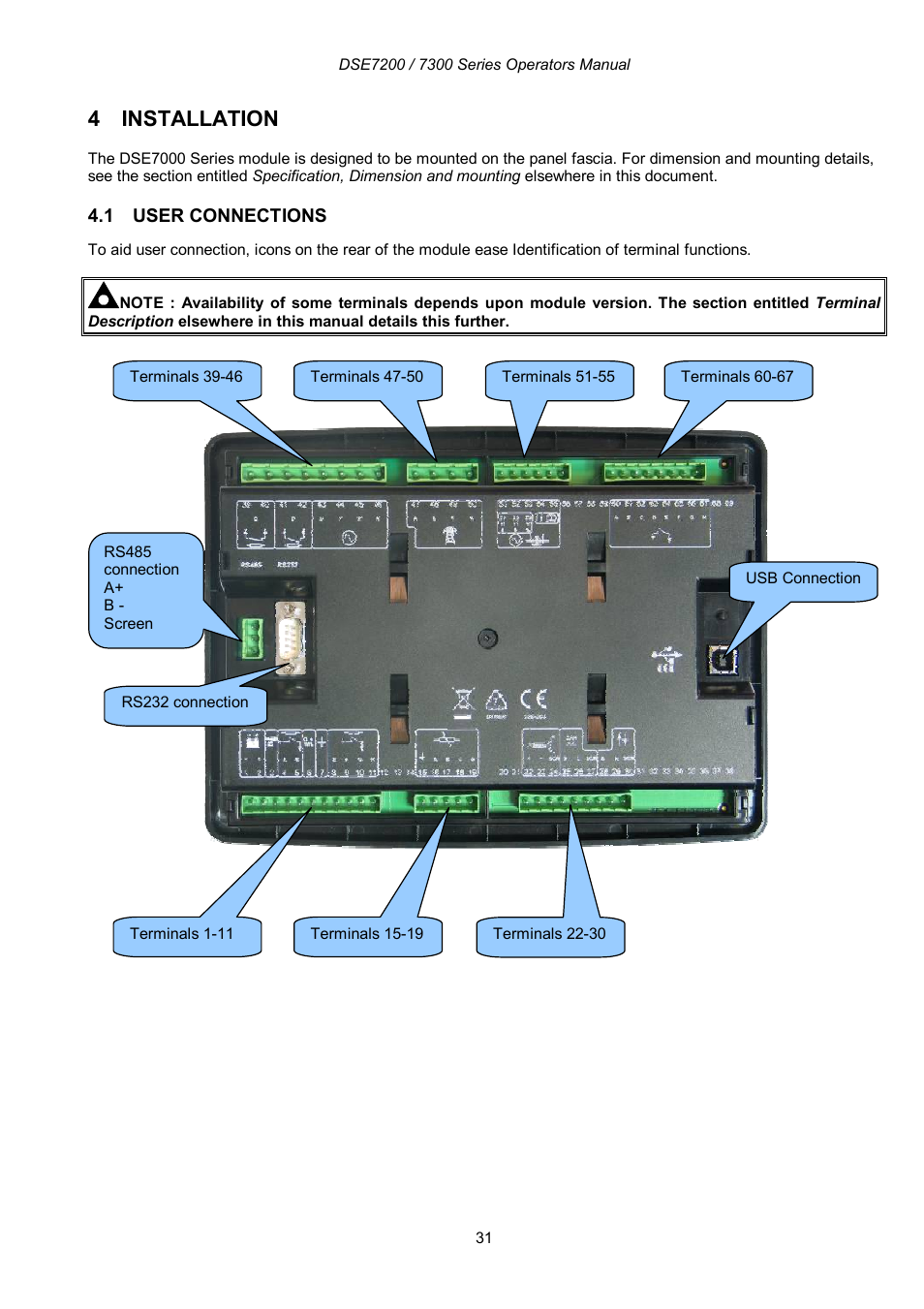 4 installation | Winco DSE7300 Series User Manual | Page 31 / 122