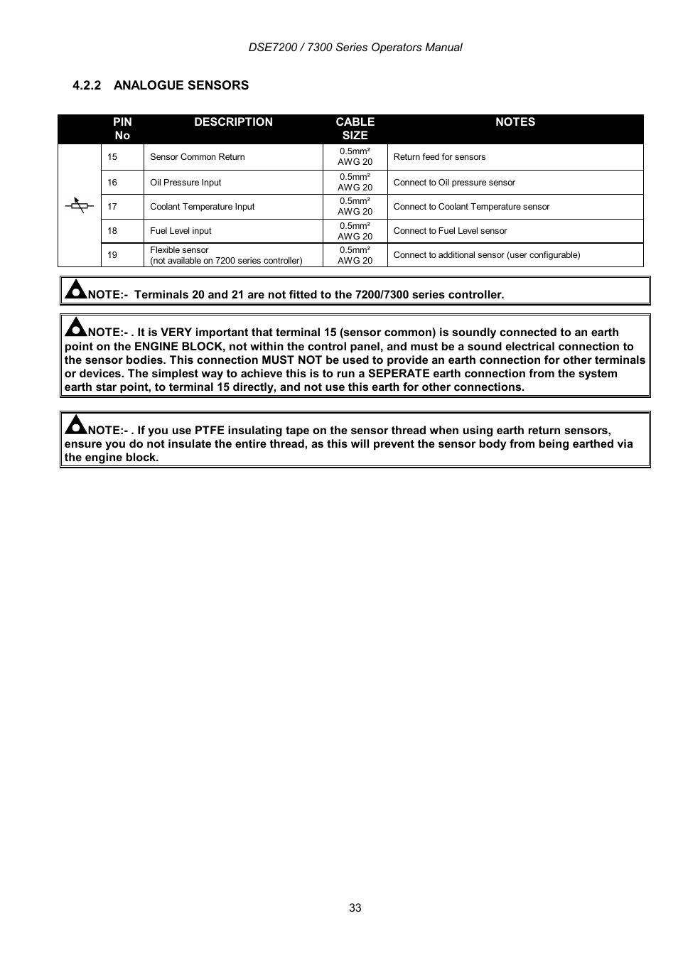 2 analogue sensors | Winco DSE7300 Series User Manual | Page 33 / 122