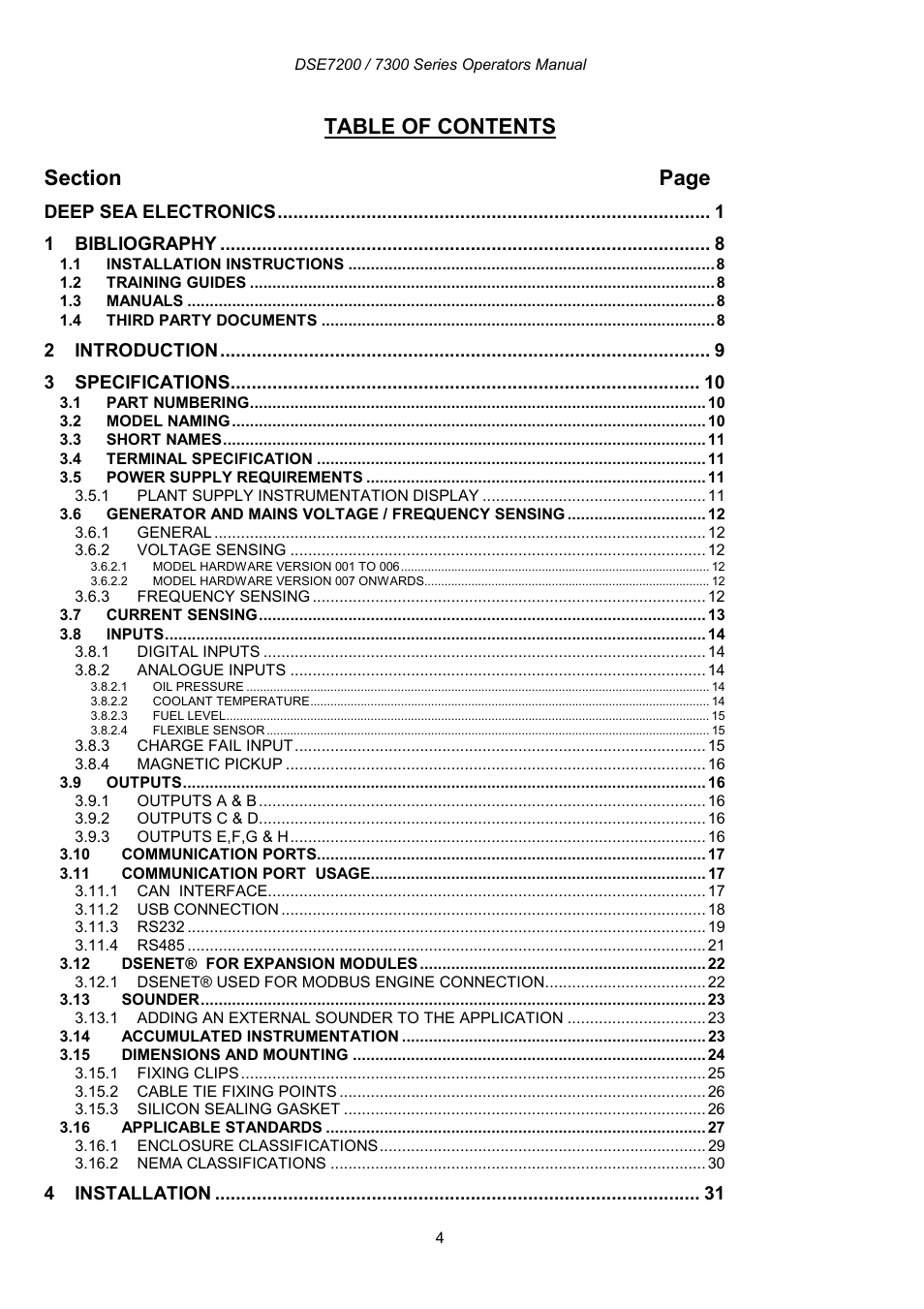 Winco DSE7300 Series User Manual | Page 4 / 122