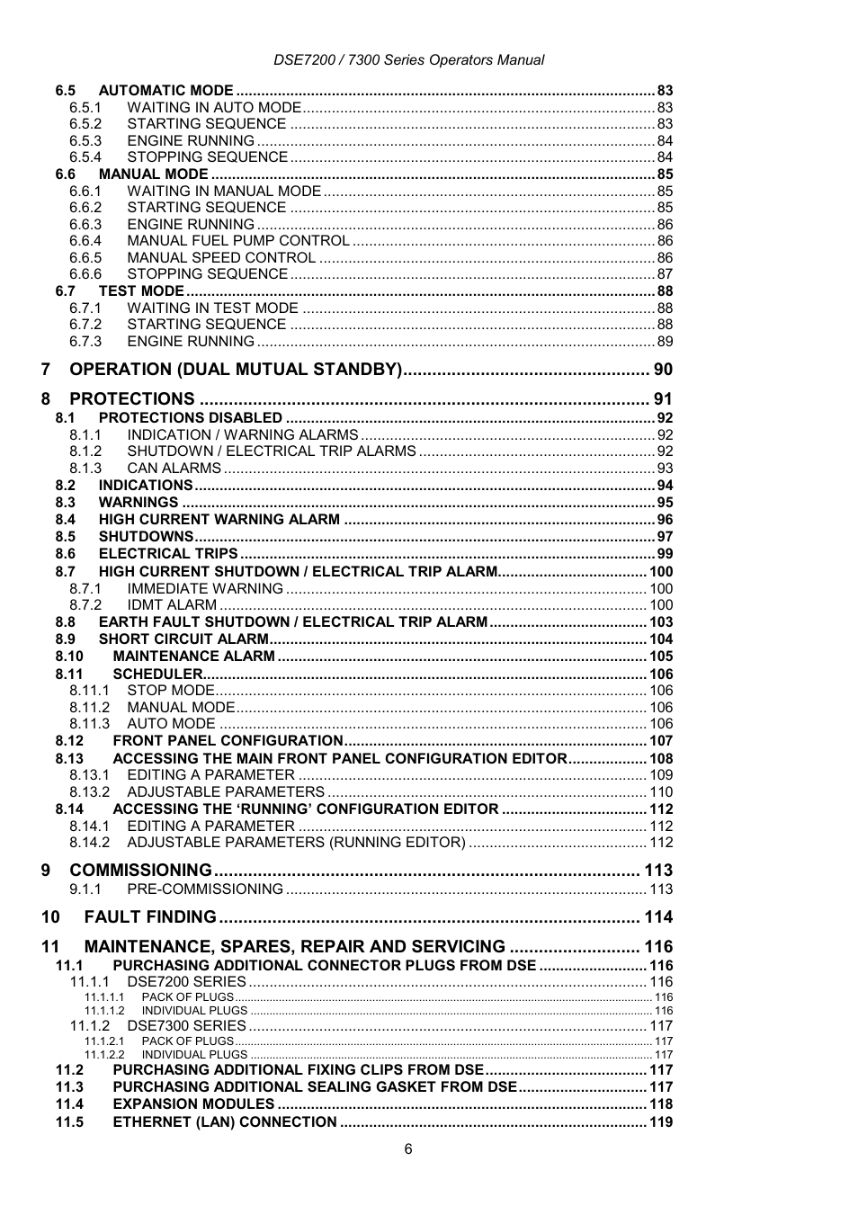Winco DSE7300 Series User Manual | Page 6 / 122