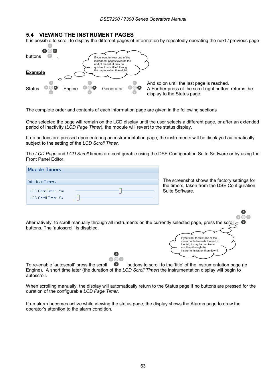 4 viewing the instrument pages | Winco DSE7300 Series User Manual | Page 63 / 122