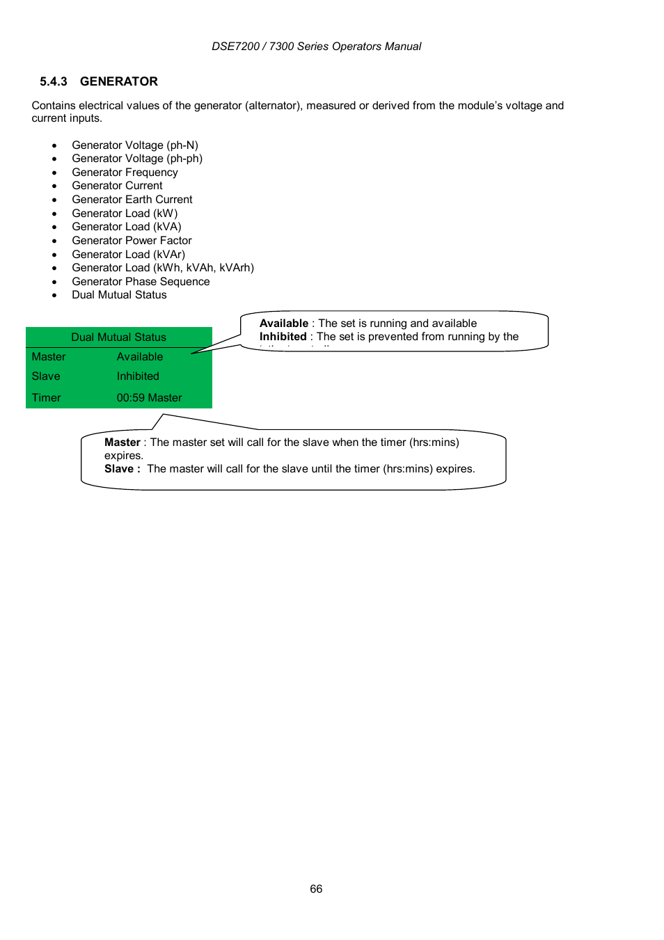 Winco DSE7300 Series User Manual | Page 66 / 122
