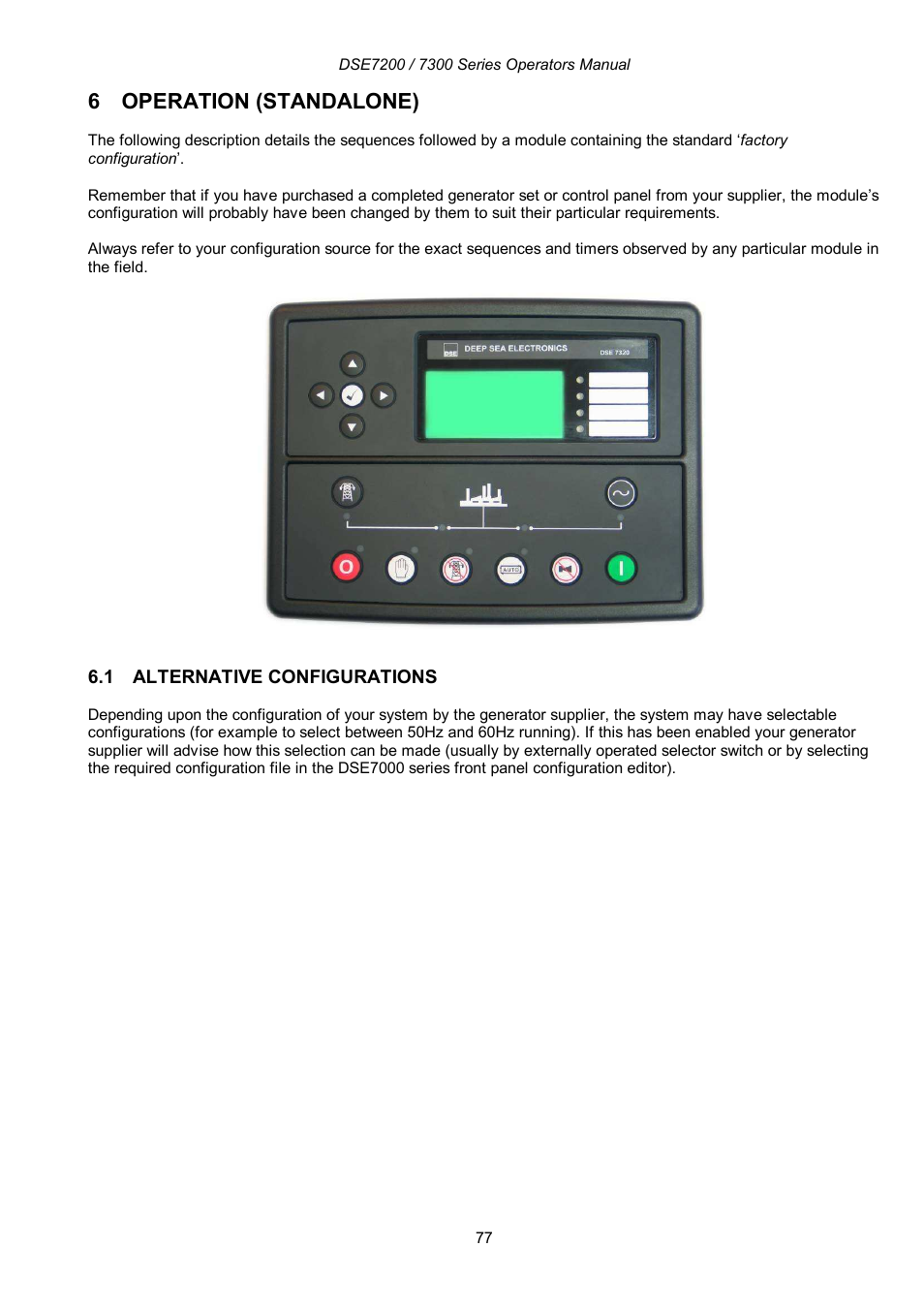 6 operation (standalone) | Winco DSE7300 Series User Manual | Page 77 / 122