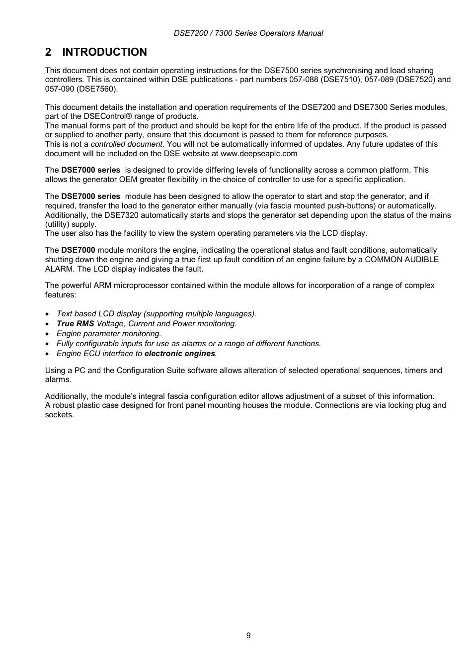 2 introduction | Winco DSE7300 Series User Manual | Page 9 / 122