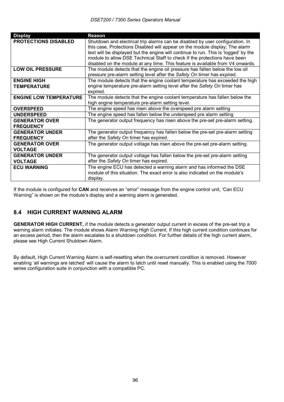 Winco DSE7300 Series User Manual | Page 96 / 122