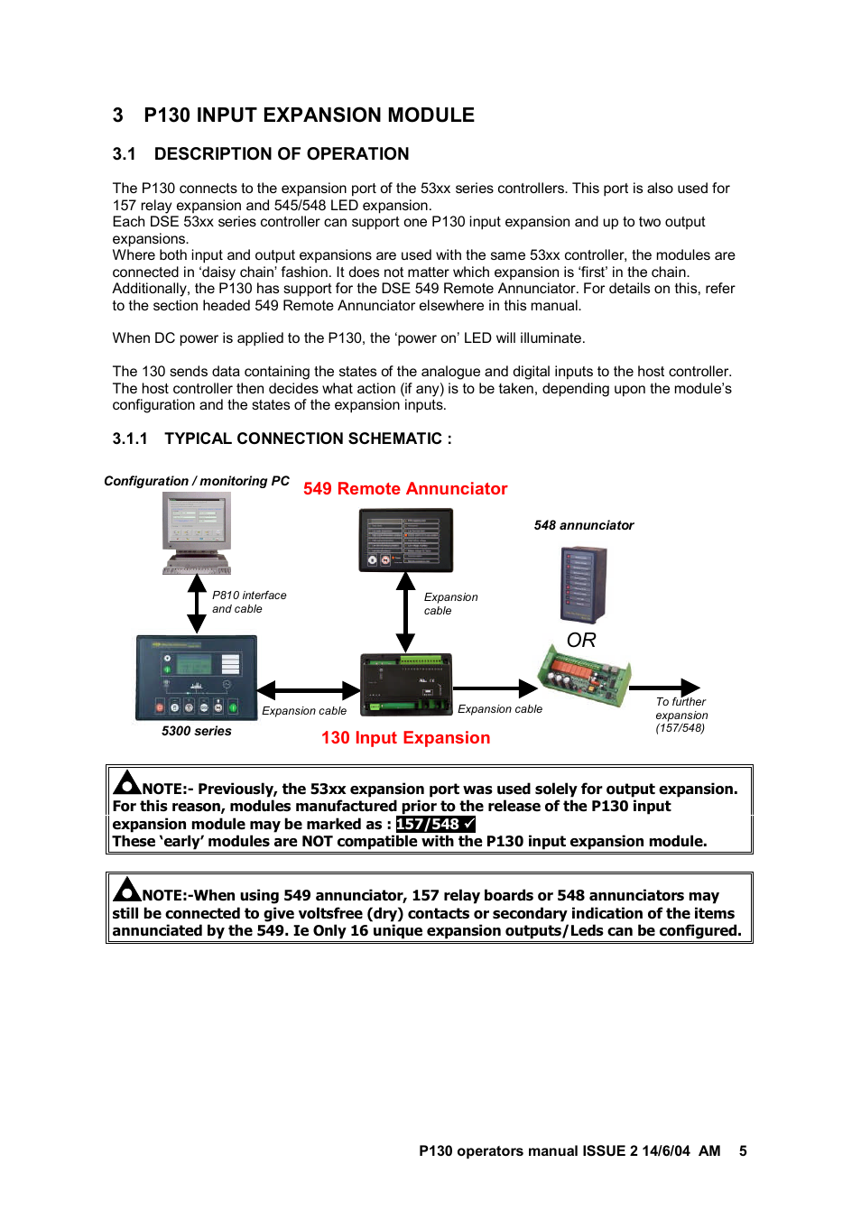 3 p130 input expansion module | Winco DSE549 Remote Ennunciator User Manual | Page 5 / 12