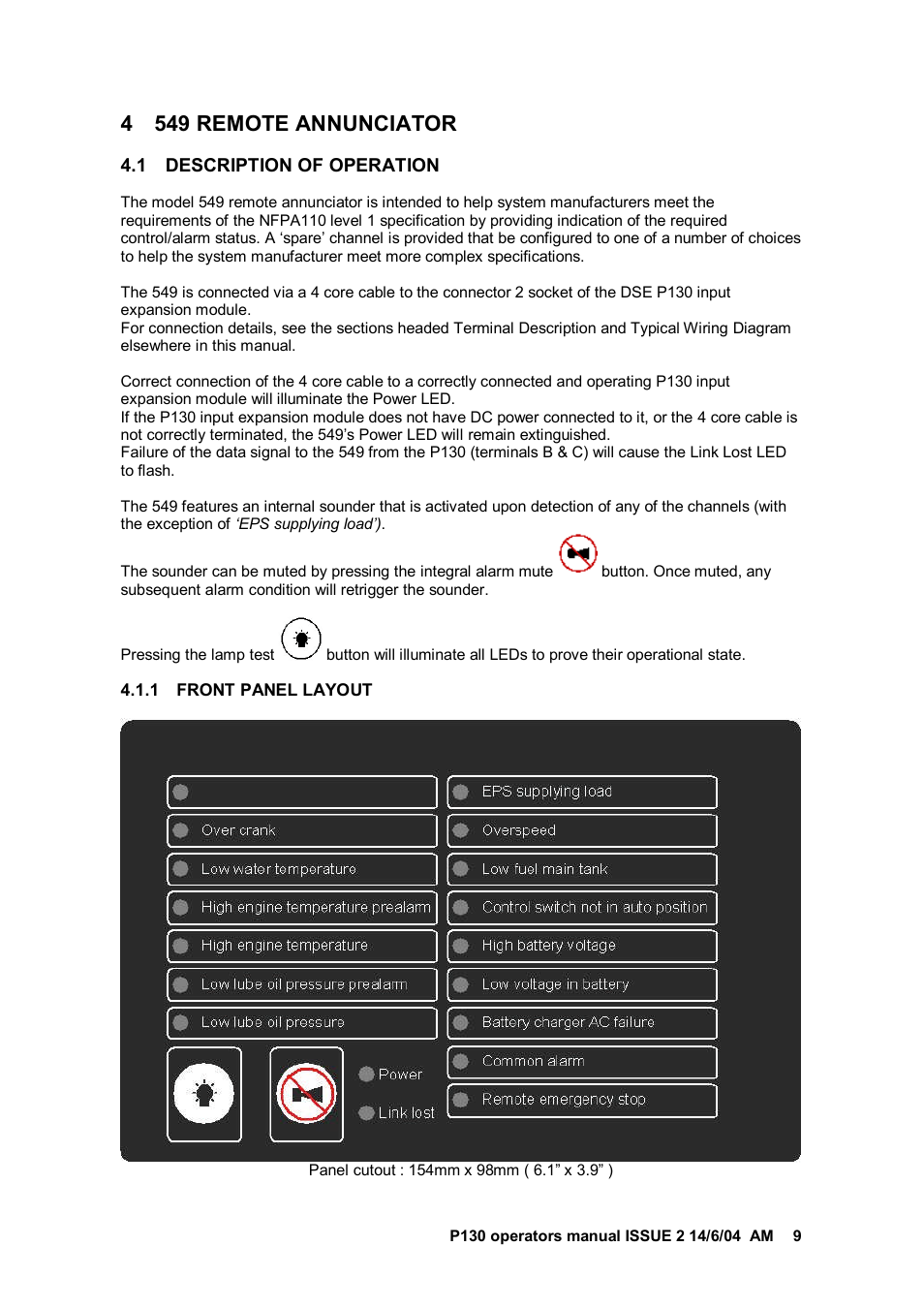 4 549 remote annunciator | Winco DSE549 Remote Ennunciator User Manual | Page 9 / 12