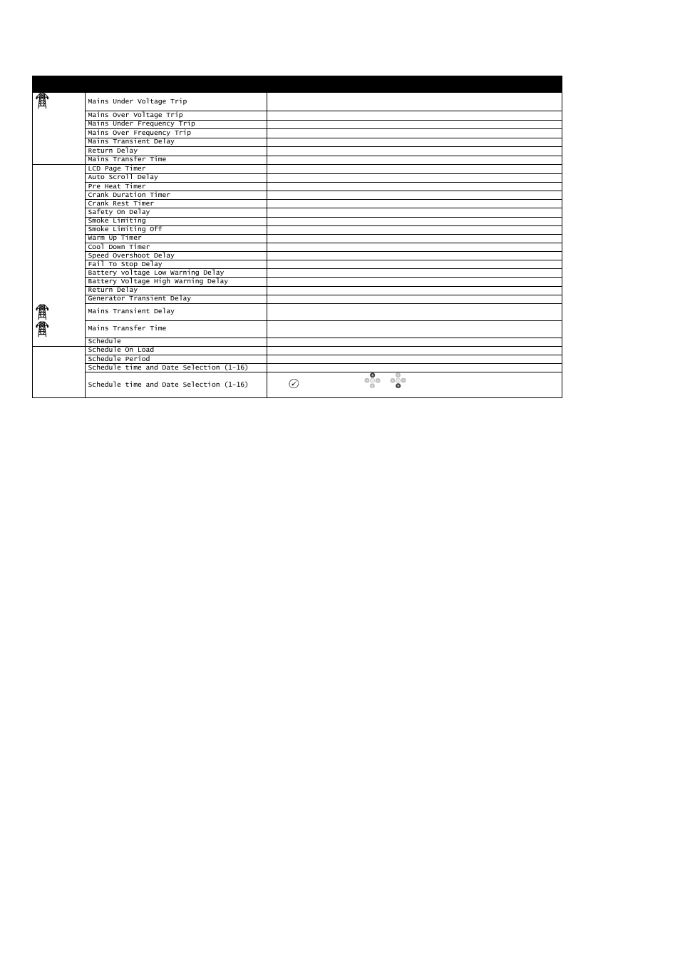 Parameter as shown on display, Factory settings | Winco DSE7300 Series User Manual | Page 100 / 109