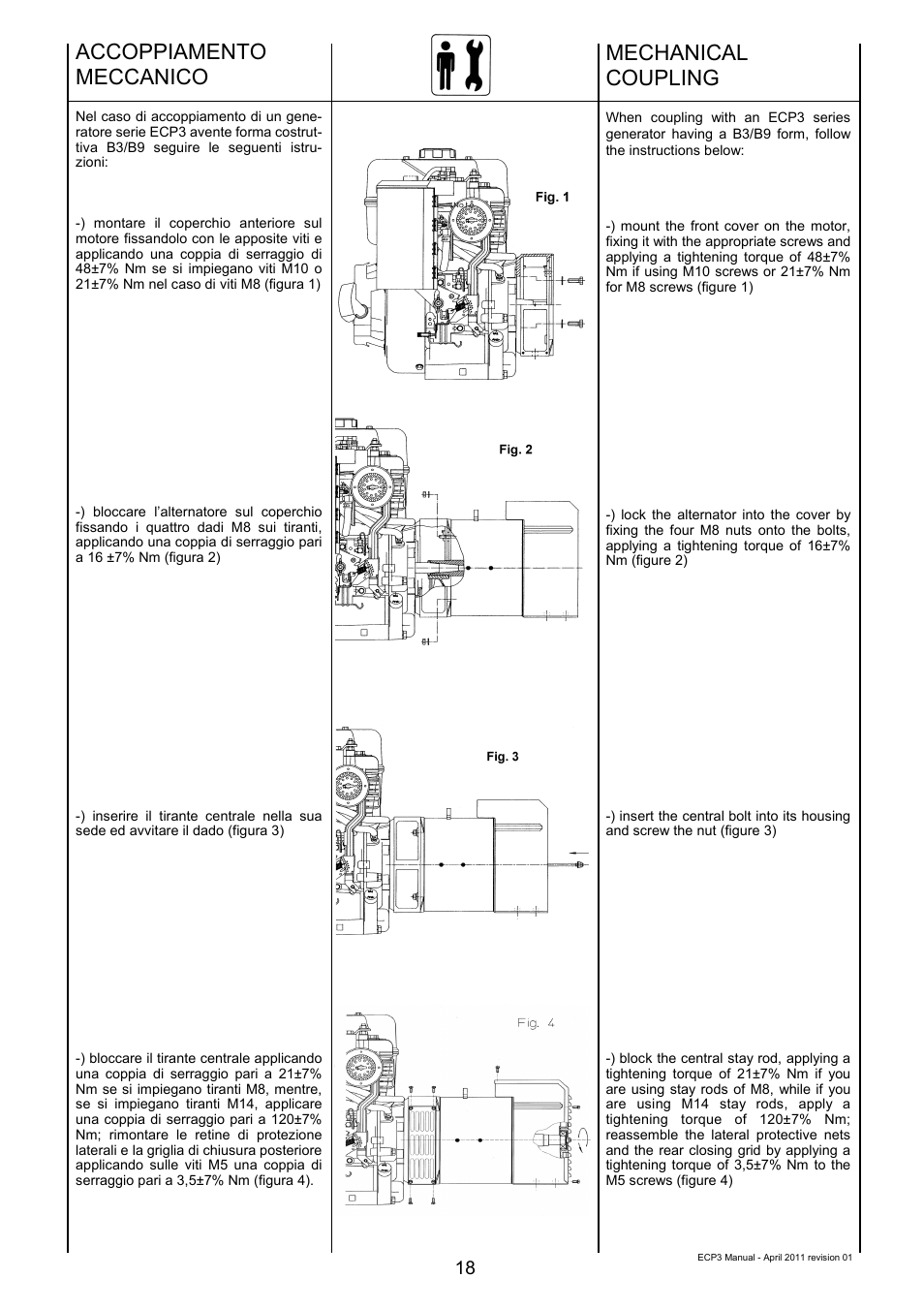 Accoppiamento meccanico, Mechanical coupling | Winco ECP3-2LN/2 (Replaces ECO3) User Manual | Page 18 / 50