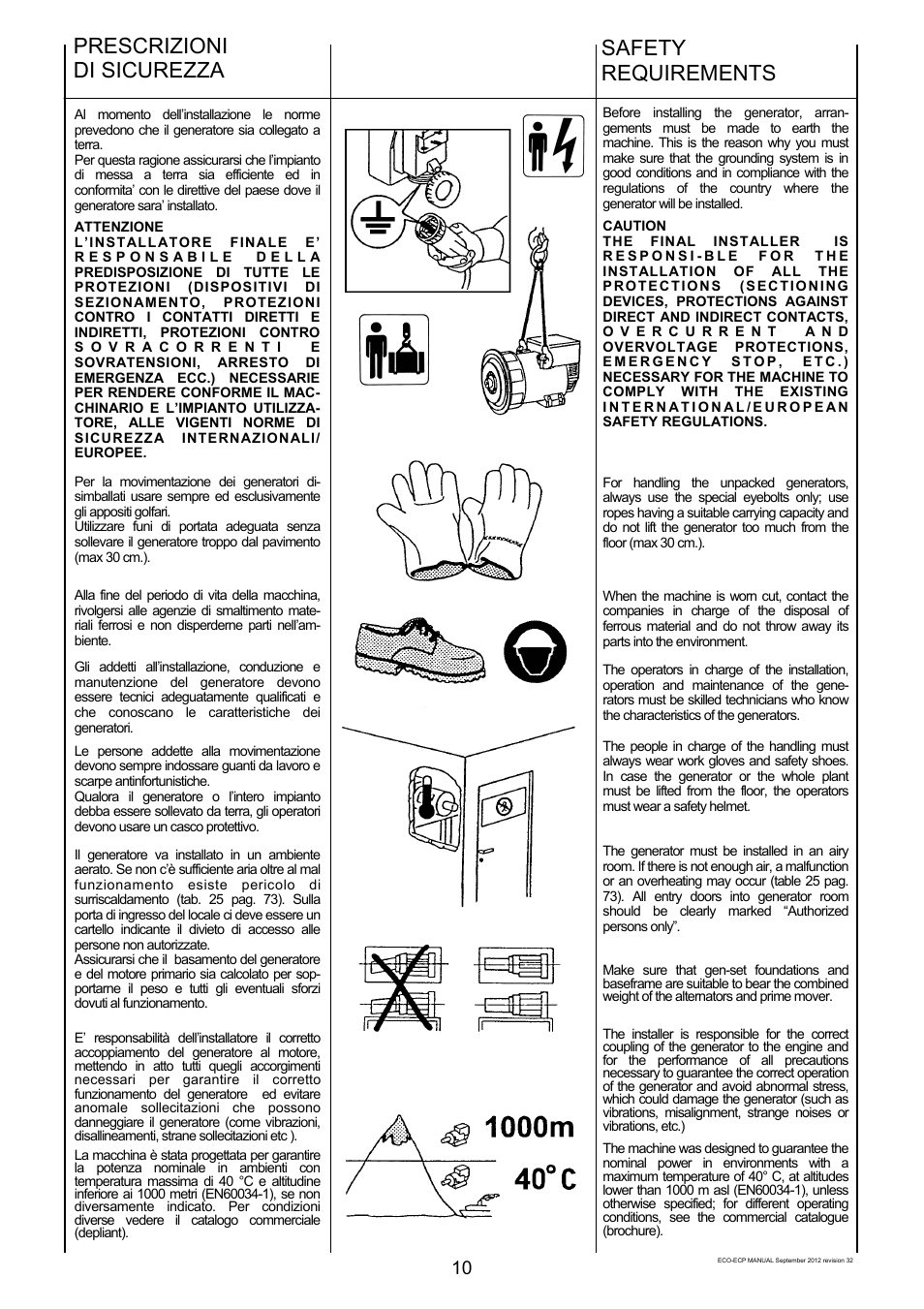 Prescrizioni di sicurezza, Safety requirements | Winco ECO32 Revision 32 2012 User Manual | Page 10 / 98