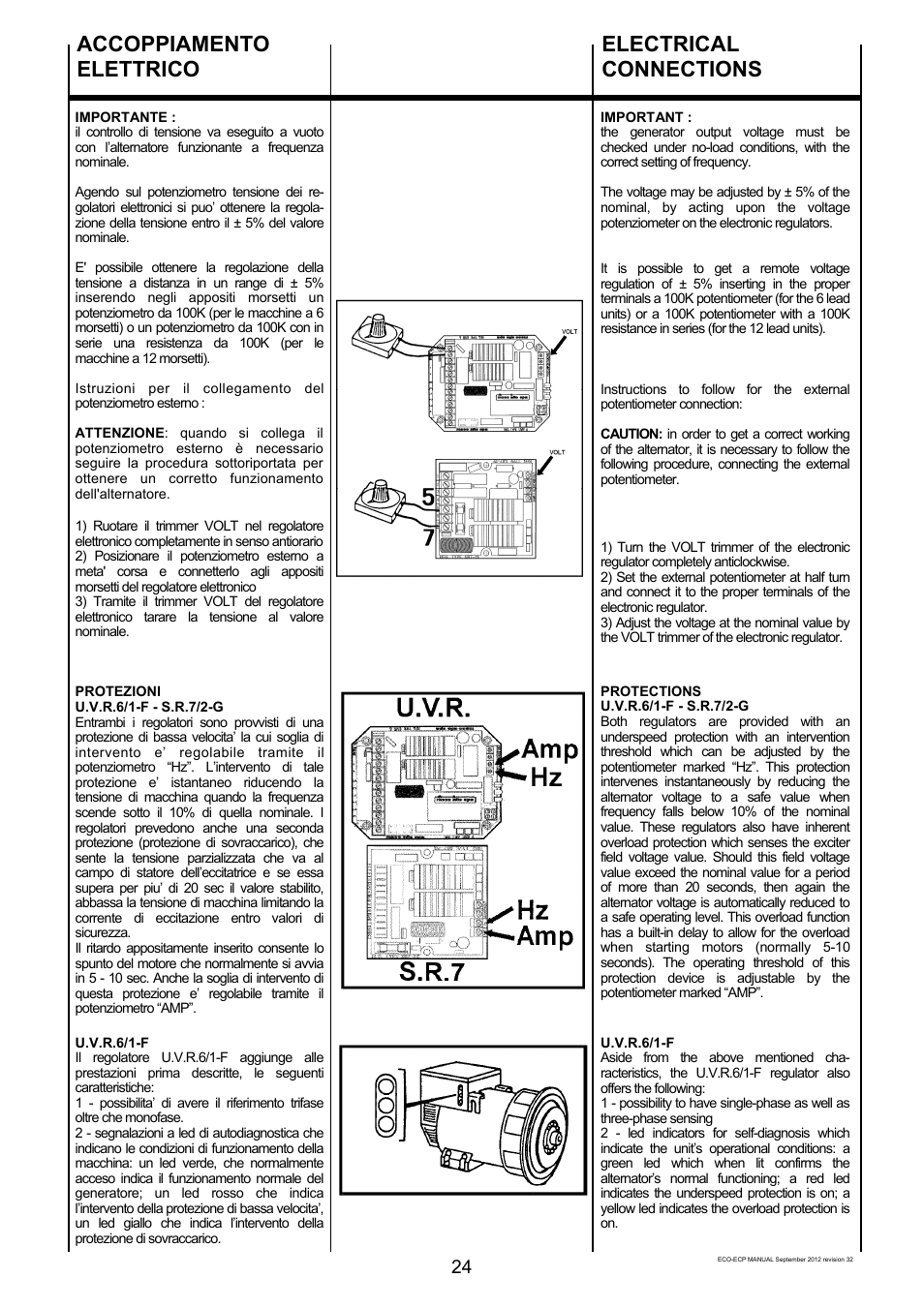 Accoppiamento elettrico, Electrical connections | Winco ECO32 Revision 32 2012 User Manual | Page 24 / 98